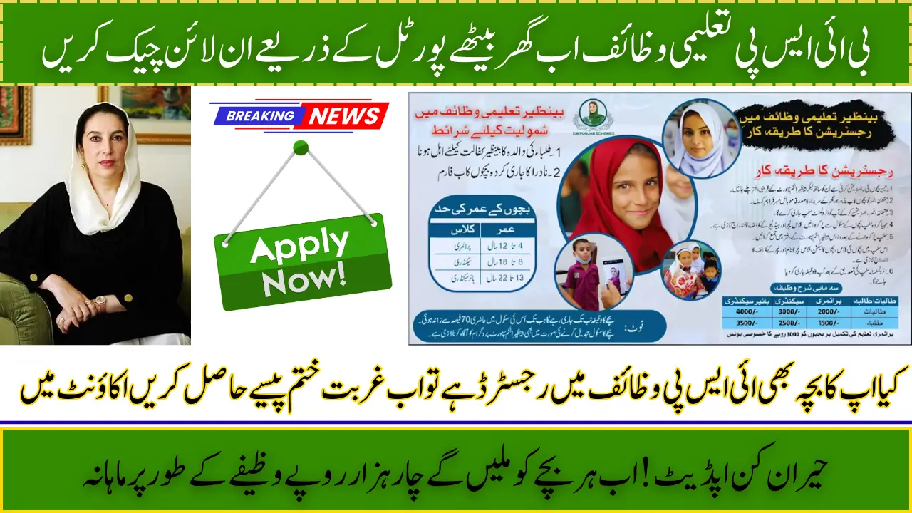 BISP Taleemi Wazaif Online Check 2025, Verify Stipend Status with CNIC
