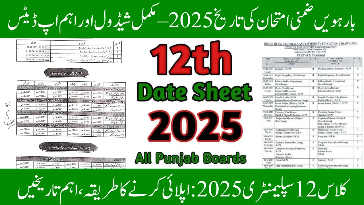 12 Supplementary Exam 2025 – Complete Schedule & Important Updates